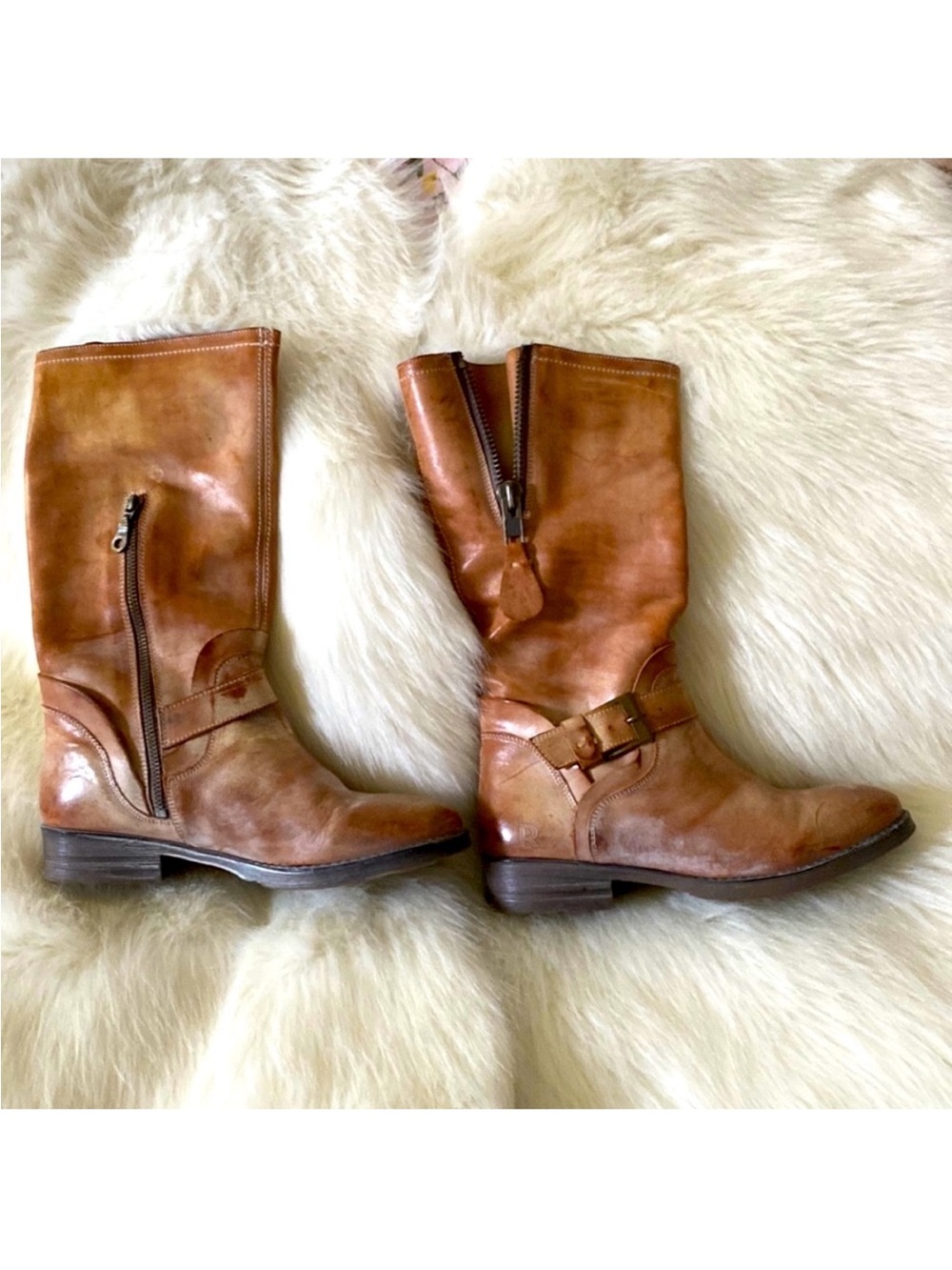 Classic Leather Mid-Calf Heeled Boots - Tan - Picture 6 of 10
